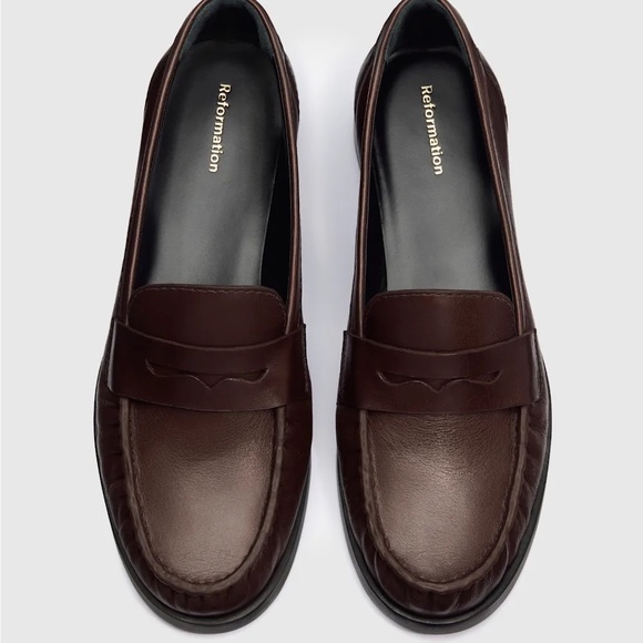 Reformation Shoes - Ani Ruched Loafer Espresso Leather Size 11